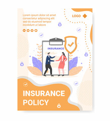Insurance Policy Poster Template Flat Design Illustration Editable of Square Background for Social media, Feed, Greeting Card and Web