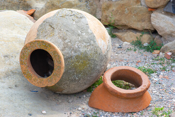 in the cave city, jugs are large, whole and split