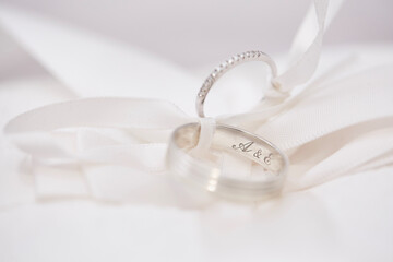 wedding rings on a pillow