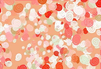 Light Green, Red vector background with bubble shapes.