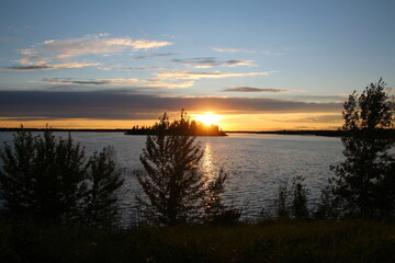 Fototapeta na wymiar Sunset Above The Island, Elk Island National Park, Alberta