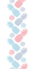 Vector pattern with a hand-drawn illustration of pineapple. Great for fabric, packaging, wallpaper, invitations. Vertical design.