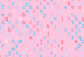 Light blue, red vector texture with ABC characters.