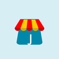 initial letter j on shopping bag. Abstract shopping logo. Online shop logo. Vector logo template