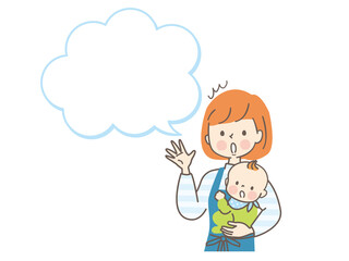 驚いている赤ちゃんとママと吹き出し