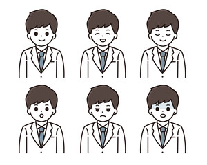 薬剤師 医師 男性 表情セット