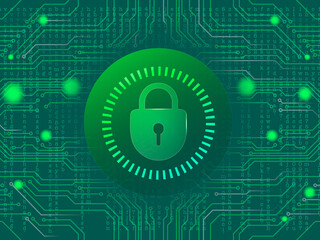 2d illustration Safety concept: Closed Padlock on digital background