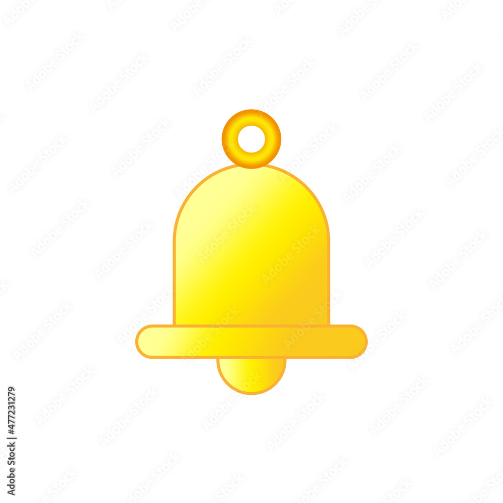 Poster golden bell icon. clock app button. notification sign. isolated object. simple design. vector illust