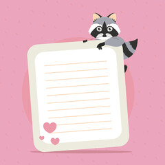racoon and paper sheet