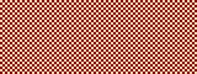 Checkerboard banner. Maroon and Apricot colors of checkerboard. Small squares, small cells. Chessboard, checkerboard texture. Squares pattern. Background.