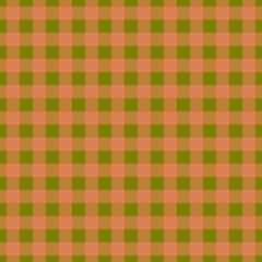 Plaid pattern. Olive on Salmon color. Tablecloth pattern. Texture. Seamless classic pattern background.