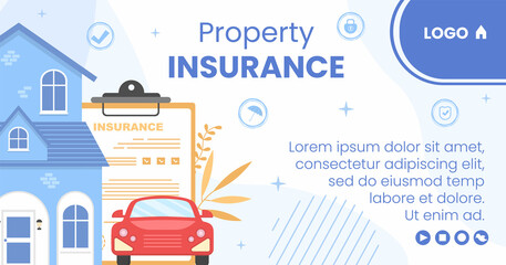 Property and Home Insurance Post Template Flat Design Illustration Editable of Square Background for Social media, Greeting Card or Web