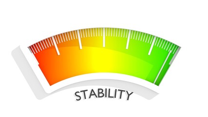 Stability measuring device with arrow and scale.