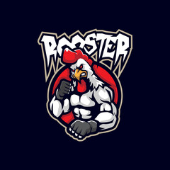 Rooster mascot logo design vector with modern illustration concept style for badge, emblem and t shirt printing. Rooster fighter illustration for sport team.
