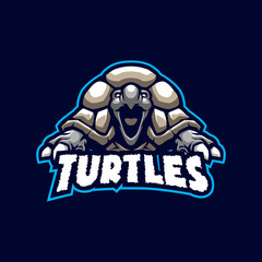 Turtle mascot logo design vector with modern illustration concept style for badge, emblem and t shirt printing. Angry turtle illustration.
