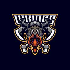 Viking mascot logo design vector with modern illustration concept style for badge, emblem and t shirt printing. Viking head illustration for sport and esport team.
