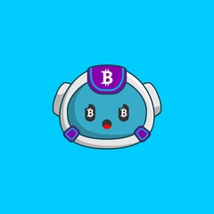 head vector robot with bit coin logo. kawaii style
