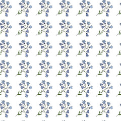 Bluebell flower and leaf Seamless Pattern Design
