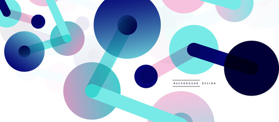 Abstract background. Round dots connected by lines. Trendy techno business template for wallpaper, banner, background or landing