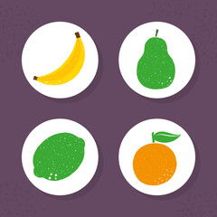 four organic fruits