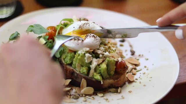 avocado toast with poached egg.