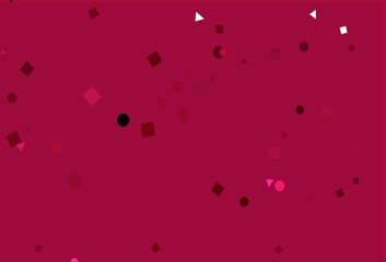 Light Pink vector background with triangles, circles, cubes.
