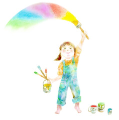 空に絵を描く子供