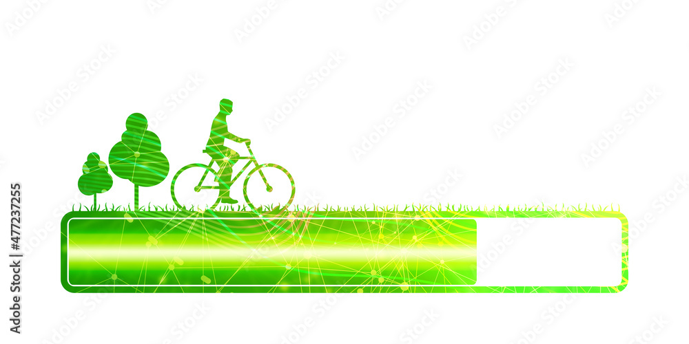 Poster progress or loading bar with man on bicycle