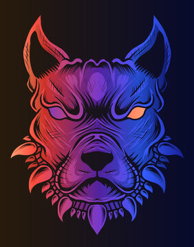 recommend clip art: illustration dog head with neon color