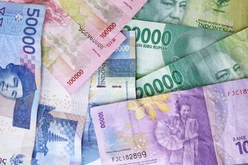 Rupiah the official currency of Indonesia. Business and finance concept. Uang Rupiah. Bank Indonesia. Background concept.