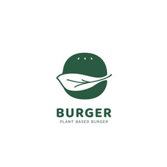 Plant based burger logo, burger logo icon for vegetarian or vegan community