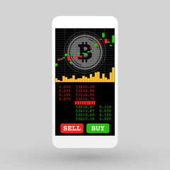 Cryptocurrency mobile trading apps displayed on smartphone screen.