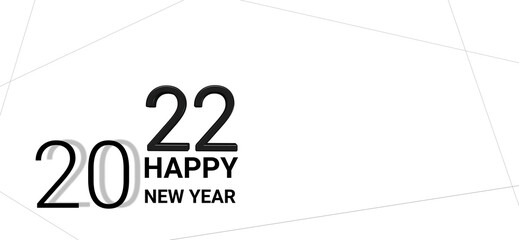 2022 22 happy new year simple black white - 3d rendering