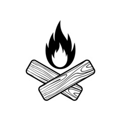 Bonfire icon. Firewood and fire sign. Vector illustration