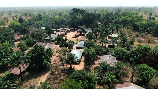 Olegobidu Village aerial view of a Nigerian community in the Benue State - this is where Fulani herdsmen and villagers fought in land-cattle conflict