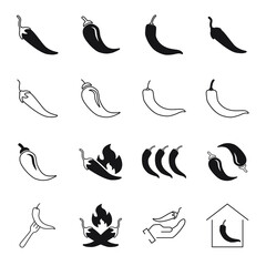 chilli pepper icons set. chilli pepper pack symbol vector elements for infographic web