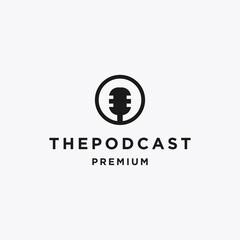 The Podcast logo icon flat design template 