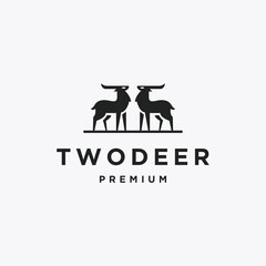 Two Deer logo icon flat design template 