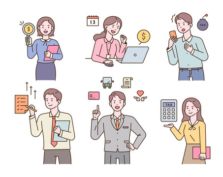 Financial asset design expert tax related icons. flat design style vector illustration.