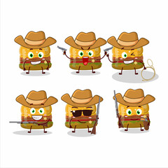 Cool cowboy hamburger gummy candy cartoon character with a cute hat