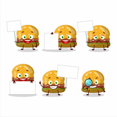 Hamburger gummy candy cartoon character bring information board