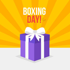 Boxing day sale or black friday shopping concept design of red, gold, black, boxing gloves holding for happy time with decorative elements cut style on color Background.