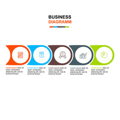 Vector Infographic label design template with icons and 5 options or steps.