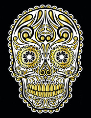 mexican skull with gold traditional