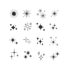 Set of different beautiful star and spakle shapes vector, collection