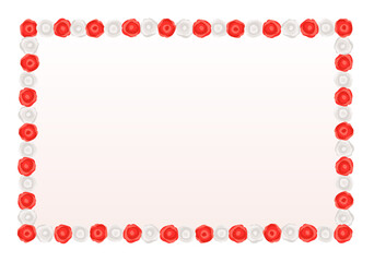 紅白のペーパーフラワーな装飾枠