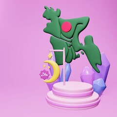 3d rendering of the holy month of ramadan in Bangladesh for social media template