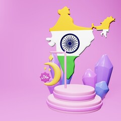 3d rendering of the holy month of ramadan in India for social media template