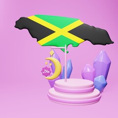 3d rendering of the holy month of ramadan in Jamaica for social media template