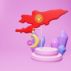 3d rendering of the holy month of ramadan in Kyrgyzstan for social media template